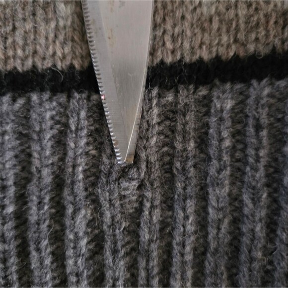 Sundance 100% Lambswool Knit 1/4 Zip Fair Isle Nordic Sweater Gray Tan Black L - Picture 12 of 13